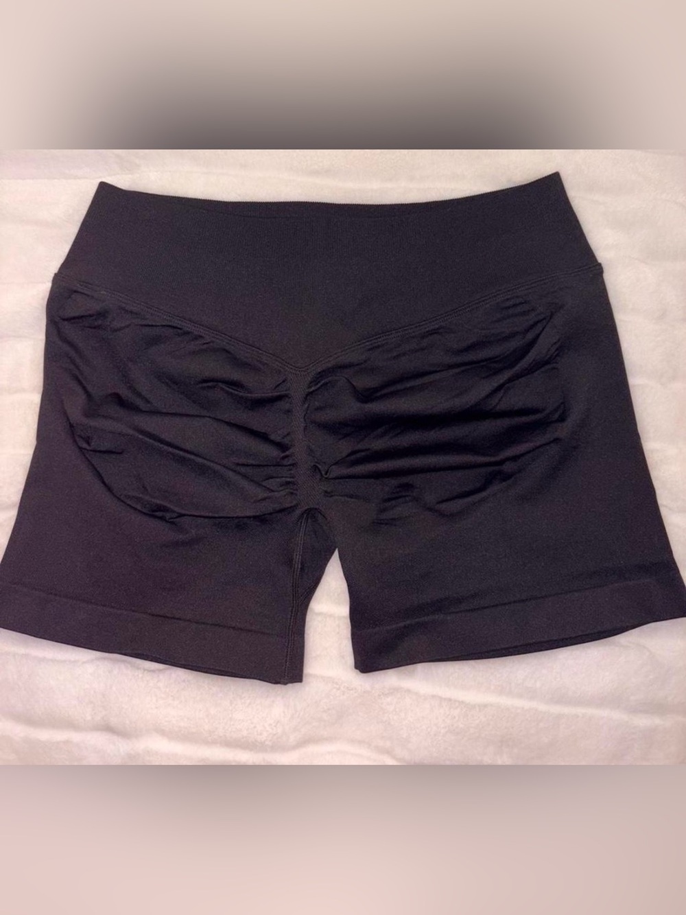 Women’s Black Ruched High-Waist Shorts